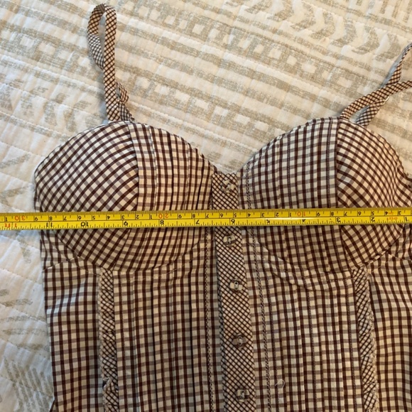 New with Tags Guess Gingham Brown Rosewood Bustier Top Sz XS - Picture 2 of 10